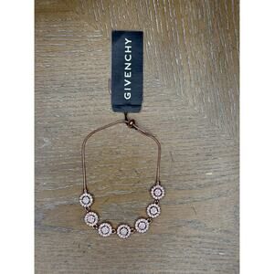 Givenchy Rose Gold Tone Crystal Slider Bracelet CZ Circle Halo Adjustable